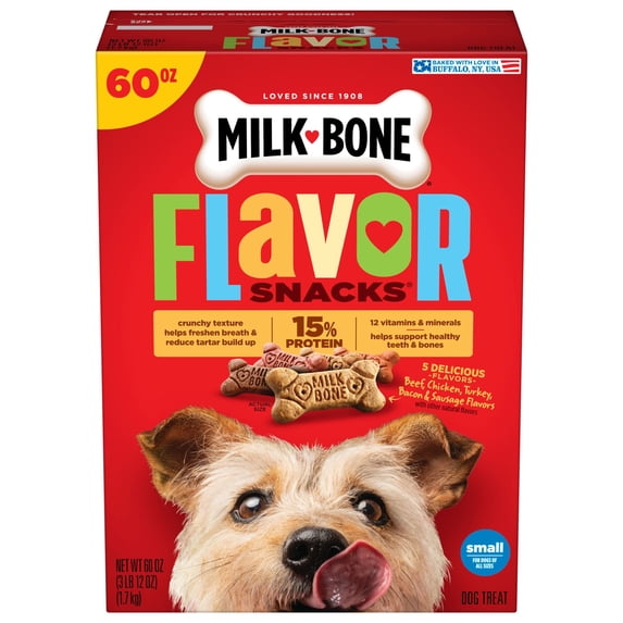 Milk Bone Flavor Snacks Small Dog Biscuits, Flavored Crunchy Dog Treats, 60 oz Box