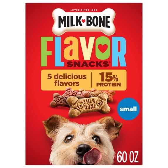 Milk Bone Flavor Snacks Small Dog Biscuits, Flavored Crunchy Dog Treats, 60 oz Box