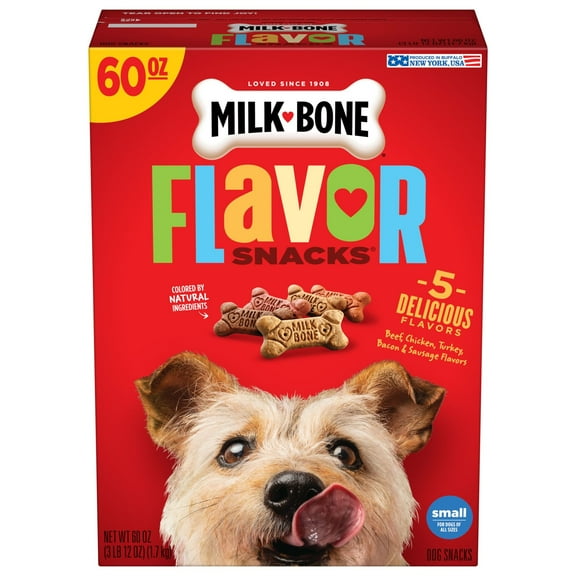 Milk Bone Flavor Snacks Small Dog Biscuits, Flavored Crunchy Dog Treats, 60 oz