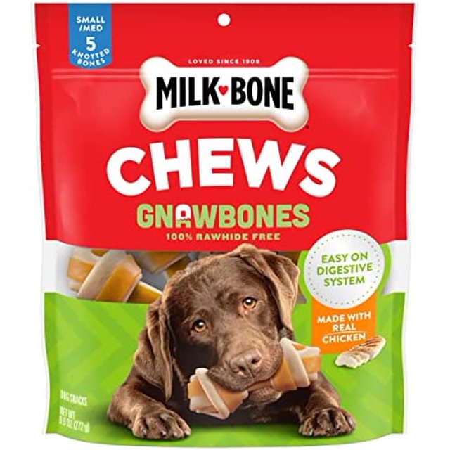 MilkBone Gnaw Bones Rawhide Free Dog Chew Treats, Chicken, 5 Small