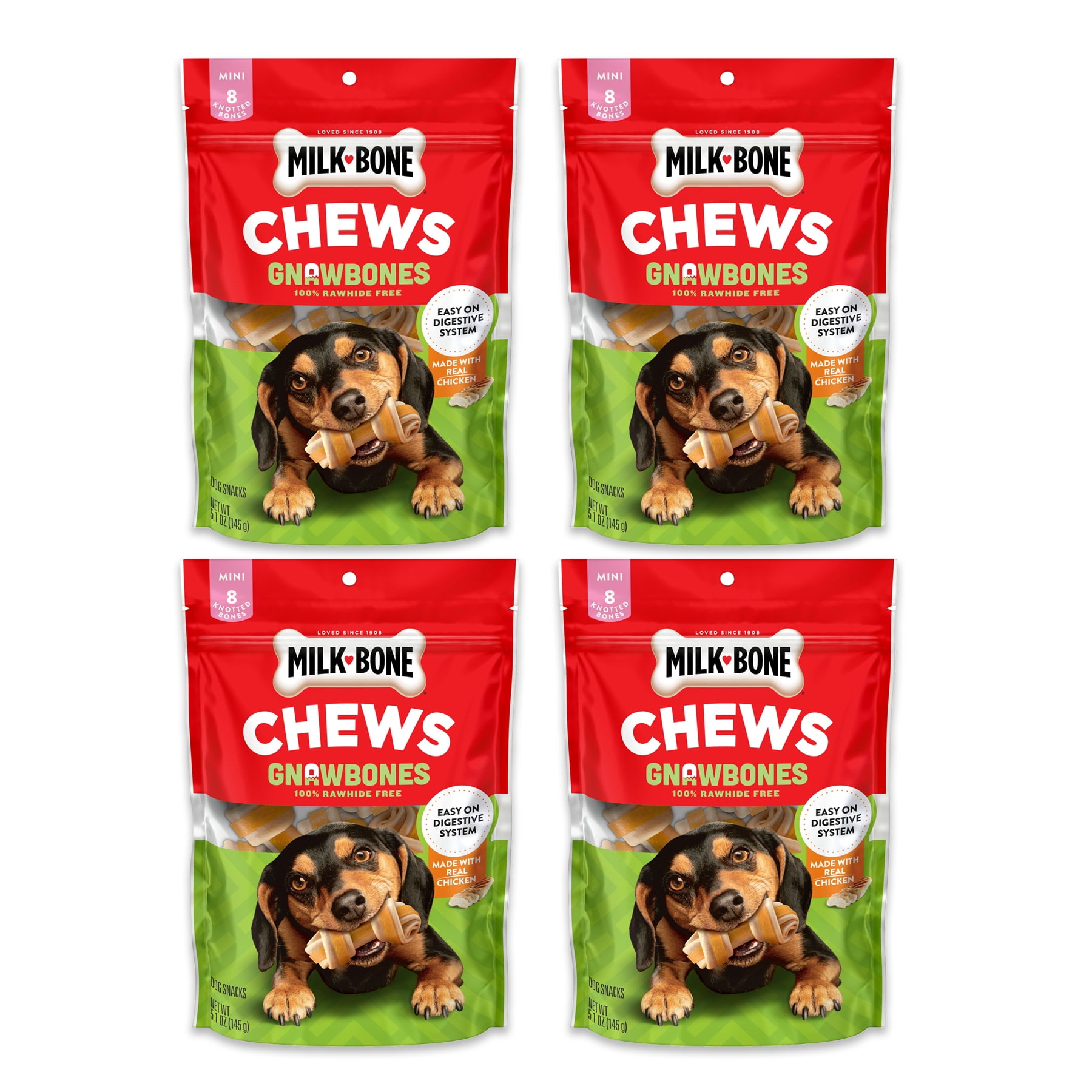 Milk Bone GnawBones Rawhide Free Knotted Bones Chicken Mini 19.1 Ounce Walmart