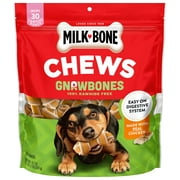 Milk-Bone GnawBones Rawhide Free Dog Chews with Real Chicken, Long-Lasting Mini Dog Treats, Bag of 30