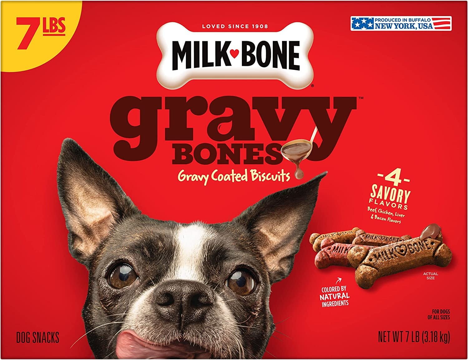 MilkBone Gravy Bones Variety Bacon Snacks, Savory Meat Flavored Dog