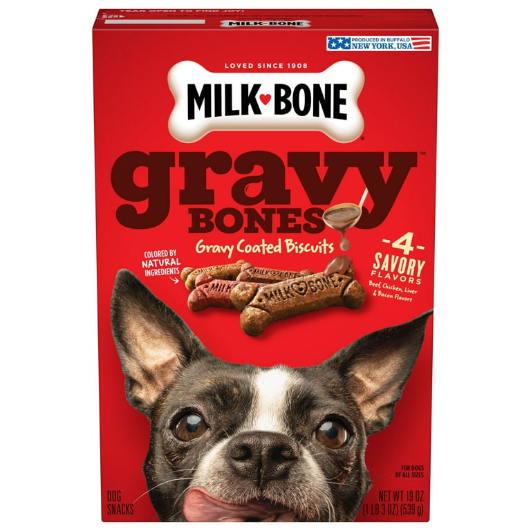 Small Sized GravyBones Dog Biscuits, Bacon; Beef; Chicken; Liver, 19 oz
