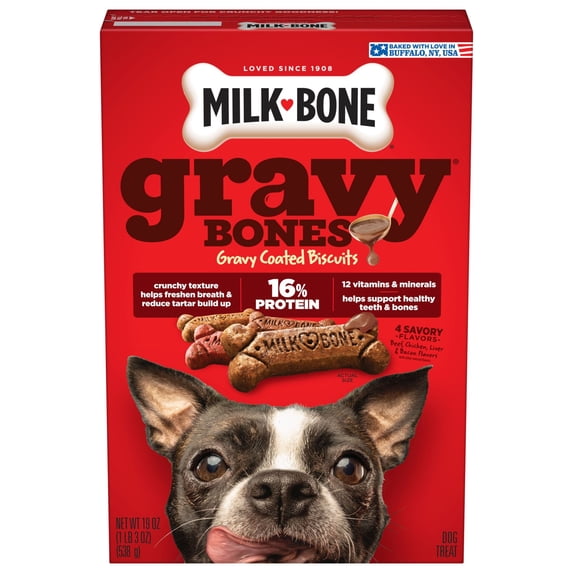 Milk Bone GravyBones Dog Biscuits, Gravy Coated Small Dog Treats, 19 oz Box