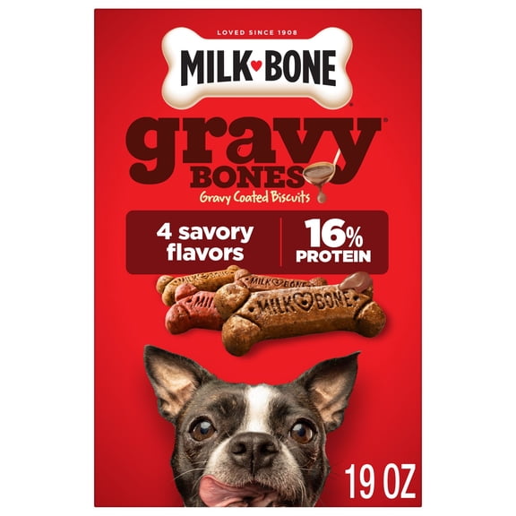 Milk Bone GravyBones Dog Biscuits, Gravy Coated Small Dog Treats, 19 oz Box