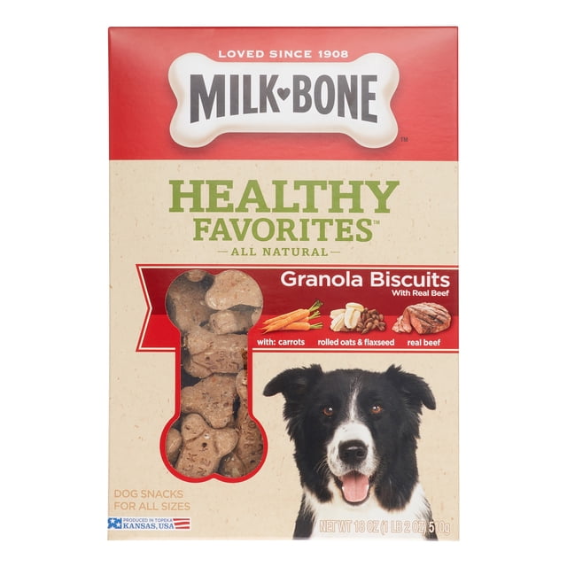 MilkBone Healthy Favorites Granola Dog Biscuits With Real Beef, 18 Oz