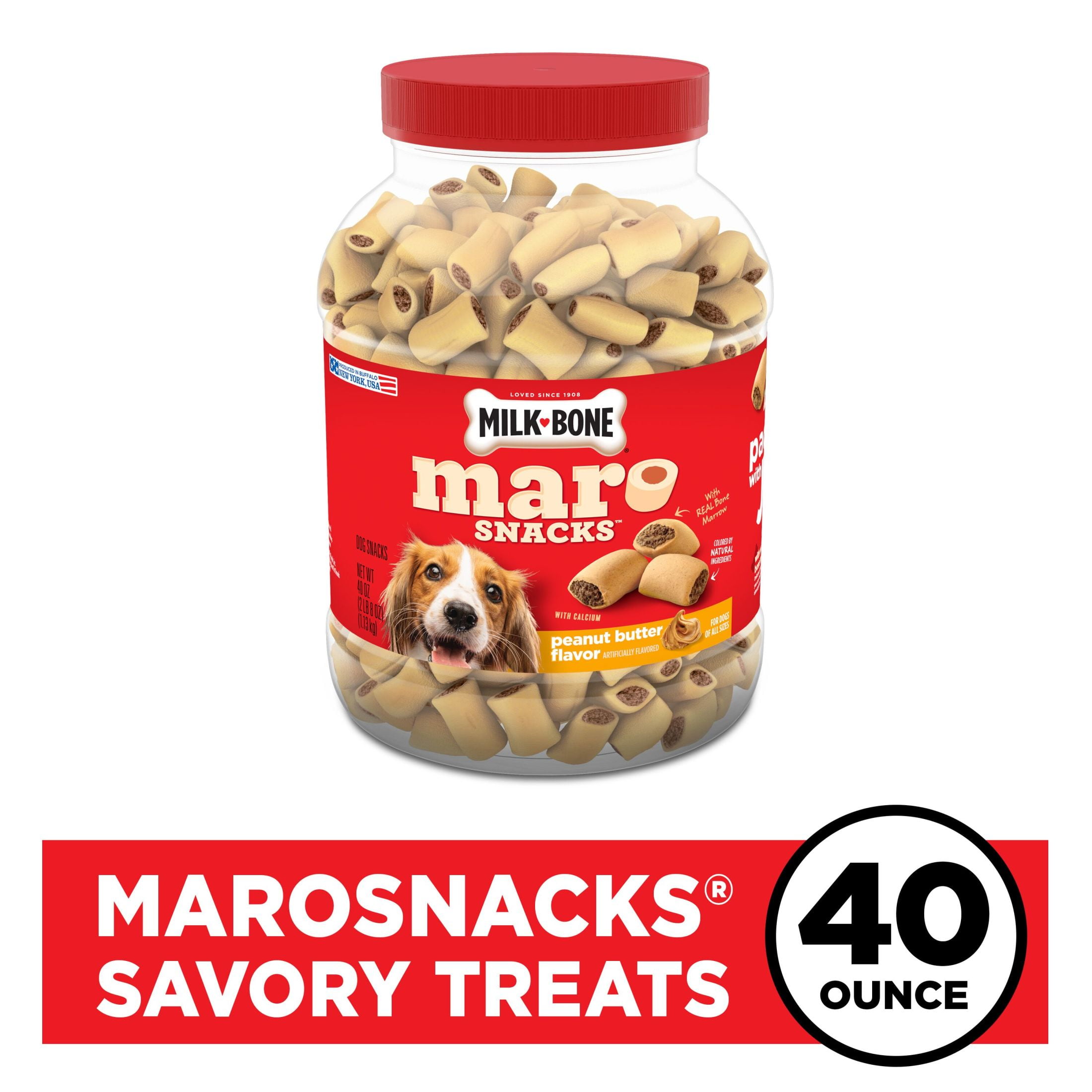 MilkBone MaroSnacks Peanut Butter Flavor Dog Treats With Bone Marrow