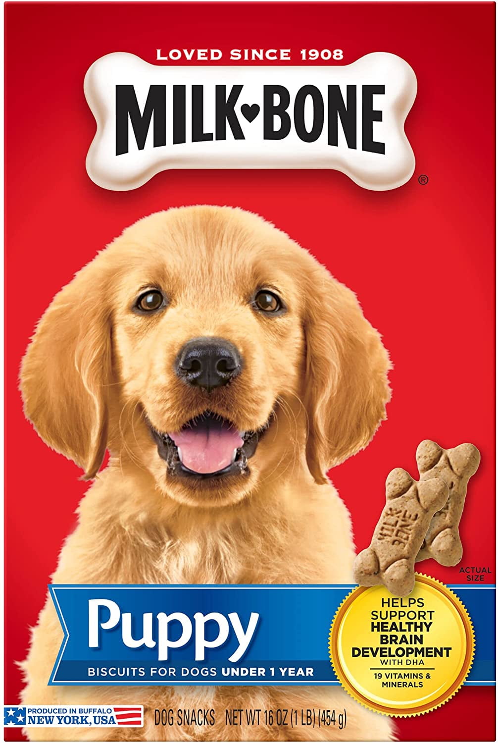 MilkBone Original Dog Treats Biscuits for Puppies, 16 Ounces (Pack of 6)
