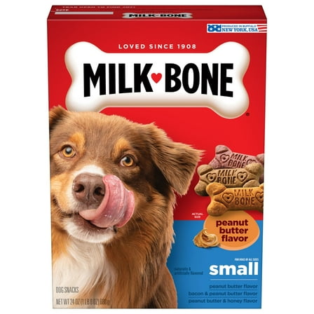 Milk Bone Peanut Butter Flavor Naturally & Artificially Flavored Dog Biscuits, Small Crunchy Dog Treats, 24 ozs