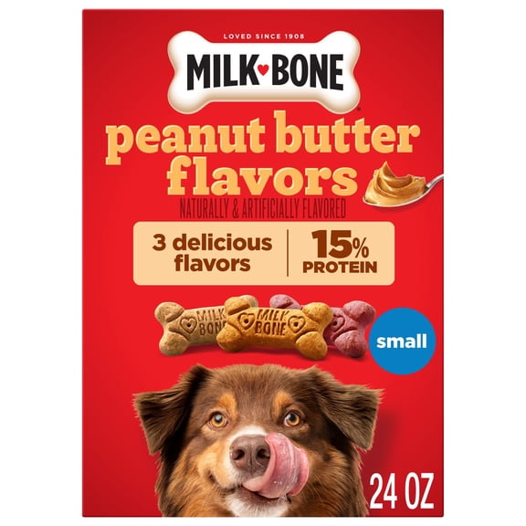 Milk Bone Peanut Butter Flavor Dog Biscuits, Naturally & Artificially Flavored, 24 oz Box