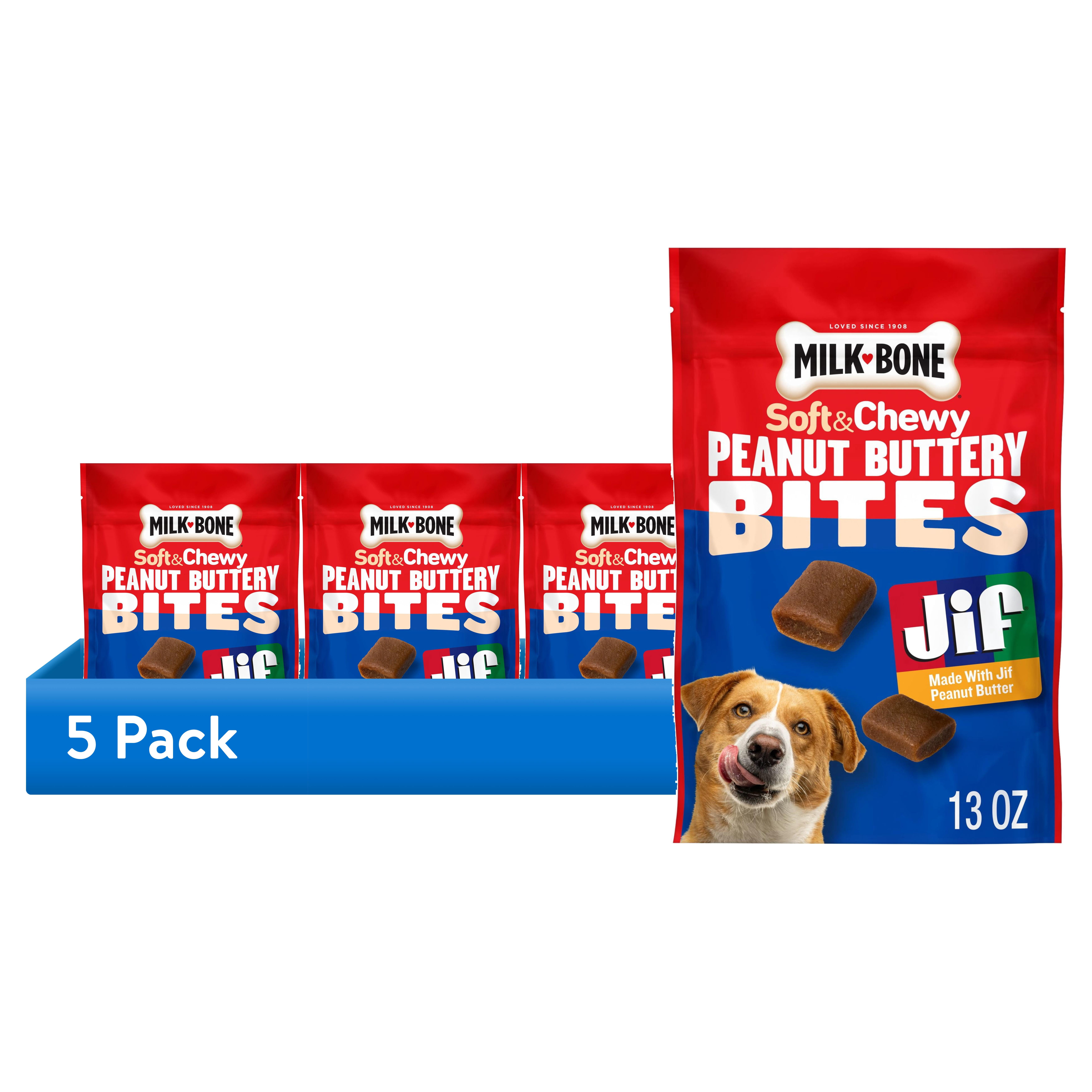 (5 pack) Milk Bone Peanut Buttery Bites Soft Dog Treats With Jif Peanut Butter, 13 oz Bag