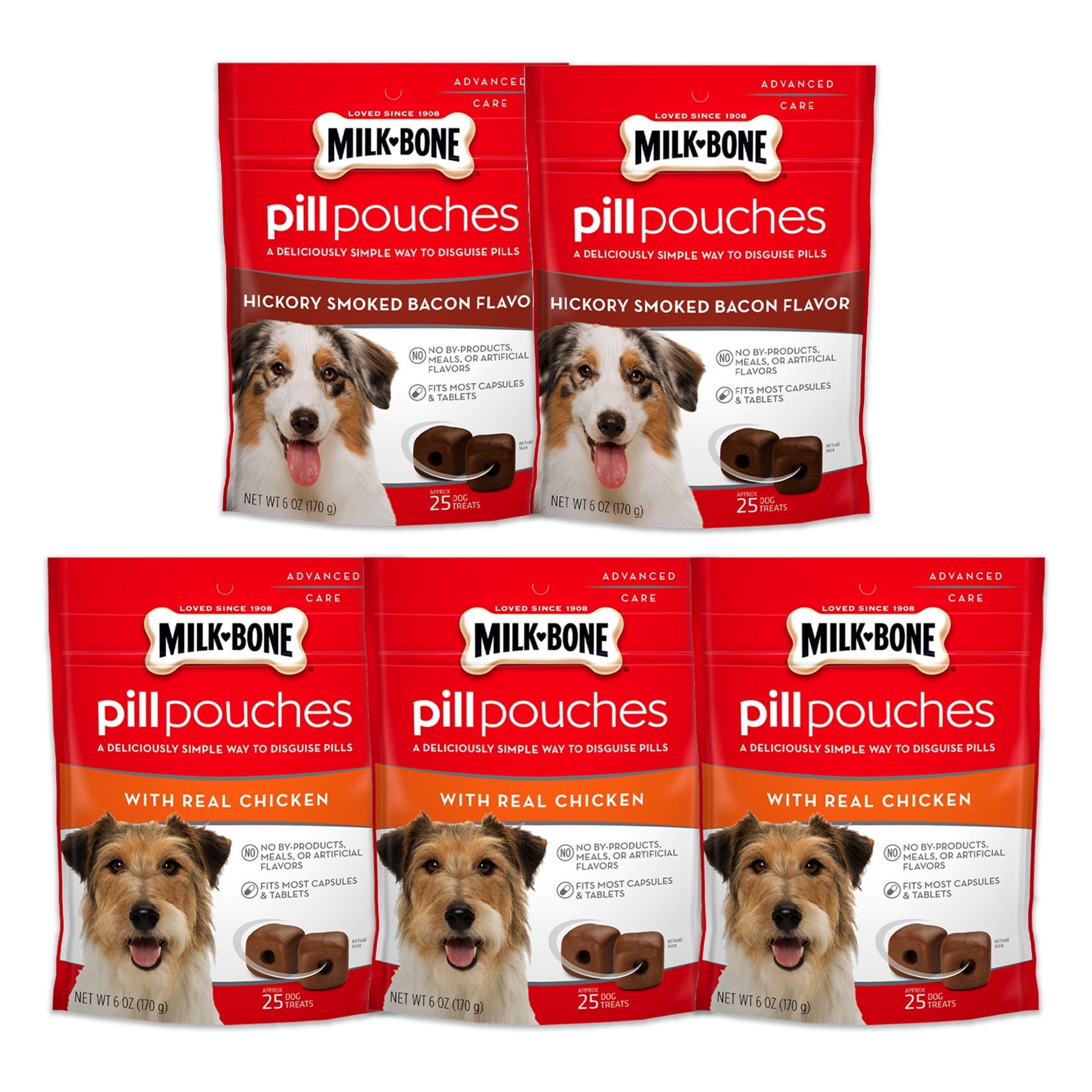 Milk Bone Pill Pouches Dog Treats 2 Flavor Variety Pack Pack of 5