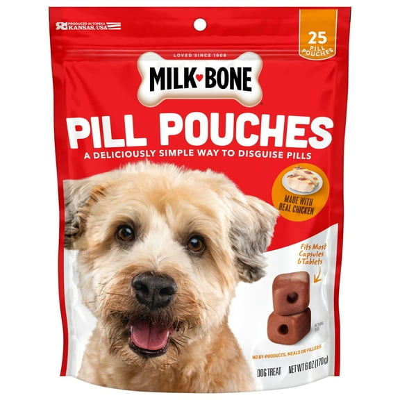 Milk Bone Pill Pouches Dog Treats With Real Chicken, 25 Count Bag