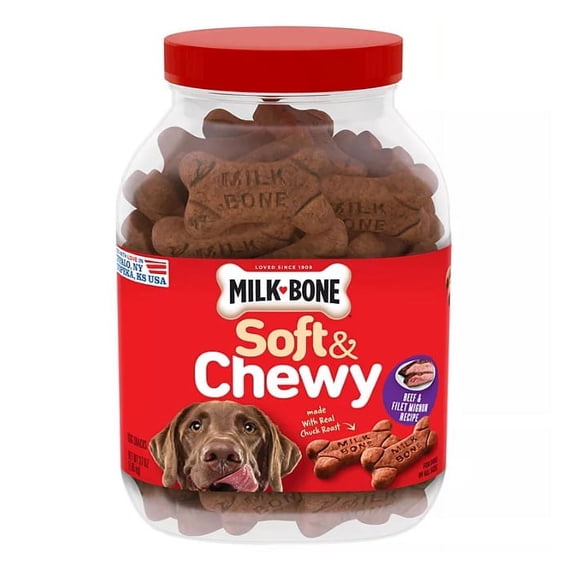 Milk-Bone Soft & Chewy Beef & Filet Mignon Recipe Dog Snacks (37 oz.)