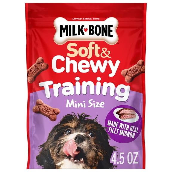 Milk Bone Soft & Chewy Dog Training Treats Made With Real Filet Mignon, Mini Size, 4.5 oz Bag