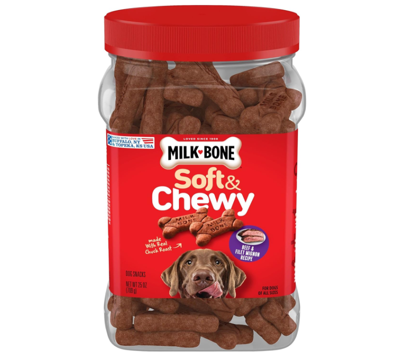MilkBone Soft & Chewy Dog Treats, Beef & Filet Mignon Recipe, 25 Ounce