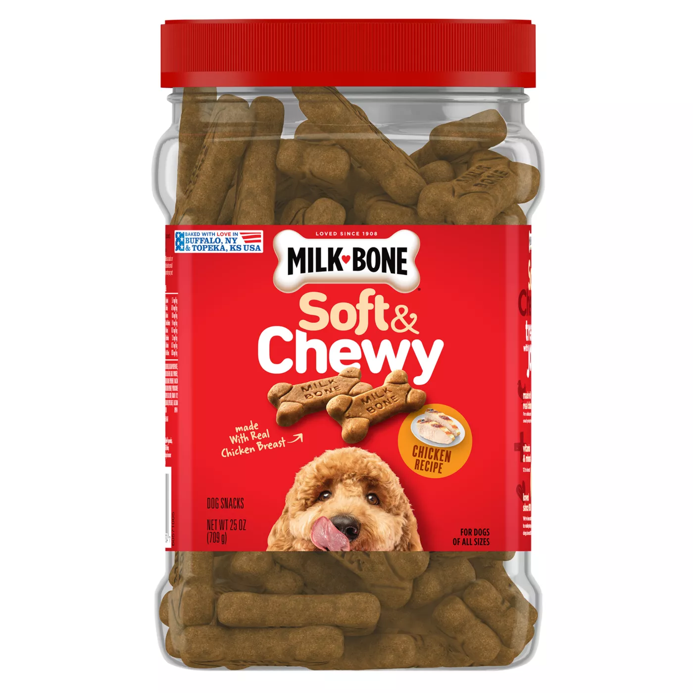 Milk-Bone Soft & Chewy Dog Treats  Chicken Recipe with Real Chicken Breast, Fortified with 12 Vitamins & Minerals for All Life Stages, 25 oz