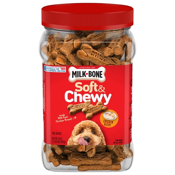 Milk-Bone Soft and Chewy Chicken Snacks and GravyBones Dog Biscuits Value Bundle