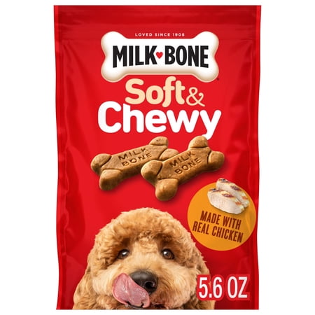 Milk Bone Soft & Chewy Dog Treats, Made with Real Chicken, 5.6 oz Pouch