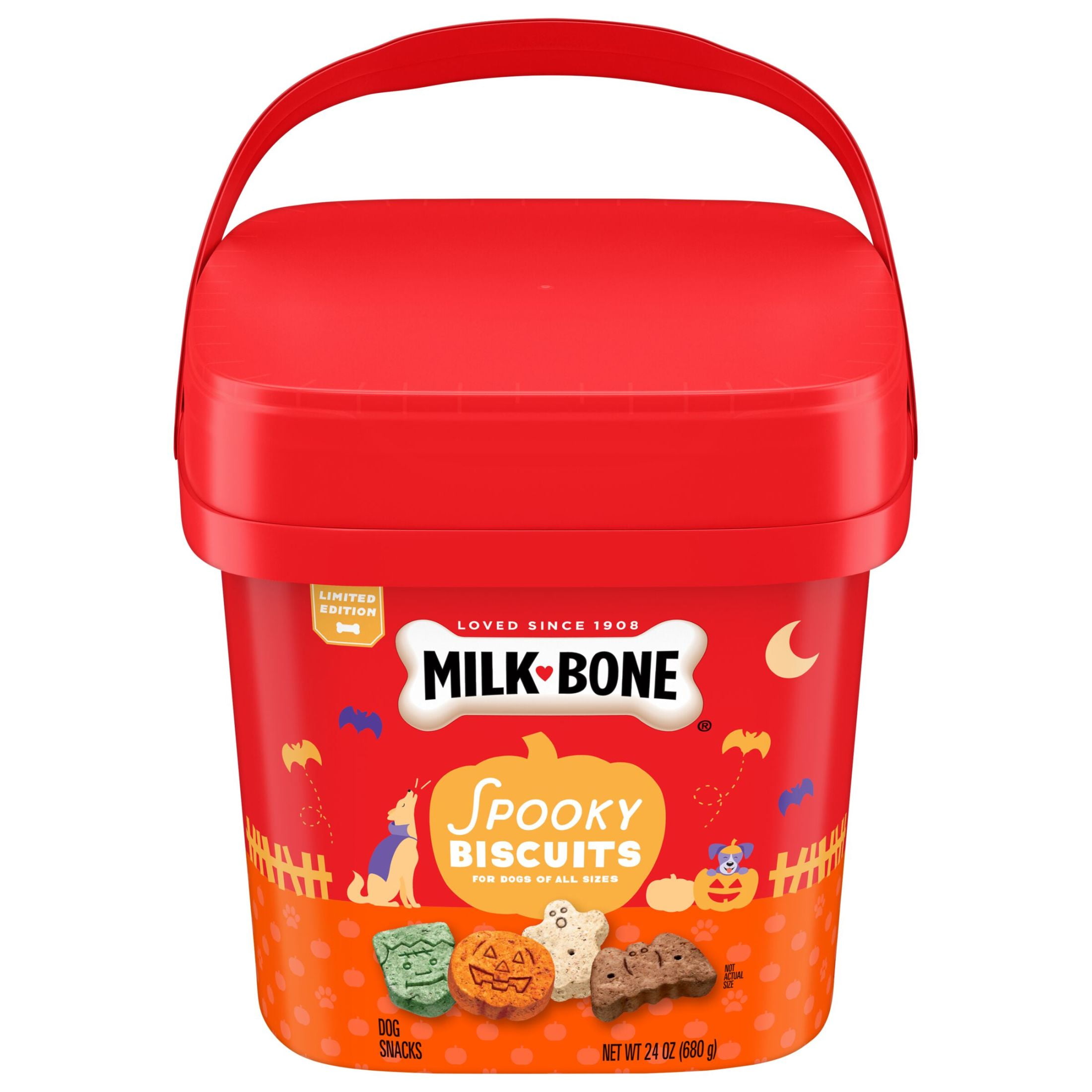 Milk Bone Spooky Biscuits, Halloween Dog Treats, 24oz Pail