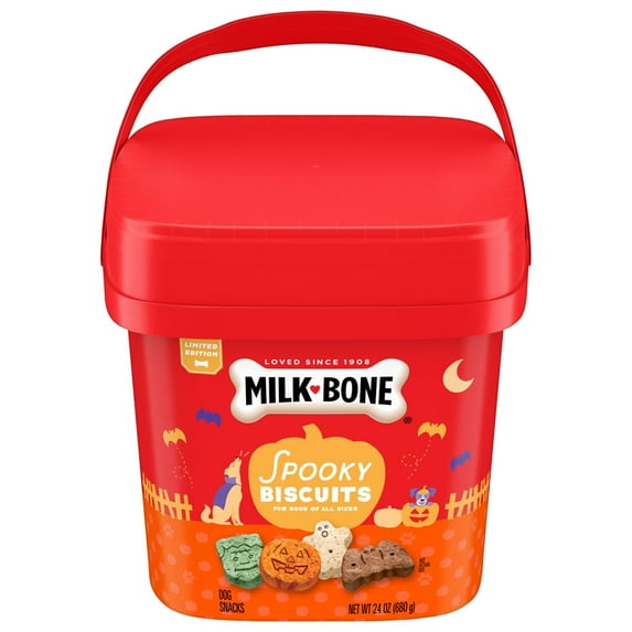 Milk-Bone Spooky Biscuits, Halloween Dog Treats, 24oz Pail