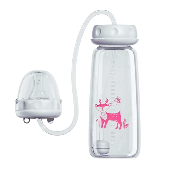 Milk Bottle Portable, Wide Neck Cup, Feeding Bottle with Non Slip, Anti Colic Sippy Cup for Boys Girls, Drinkware, Travel Picnic for Kids at Home Kitchen Restaurant Outdoor