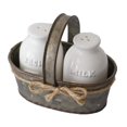 thumbnail image 1 of Milk Bottle Salt & Pepper Shaker Set in Galvanized Caddy, 1 of 1