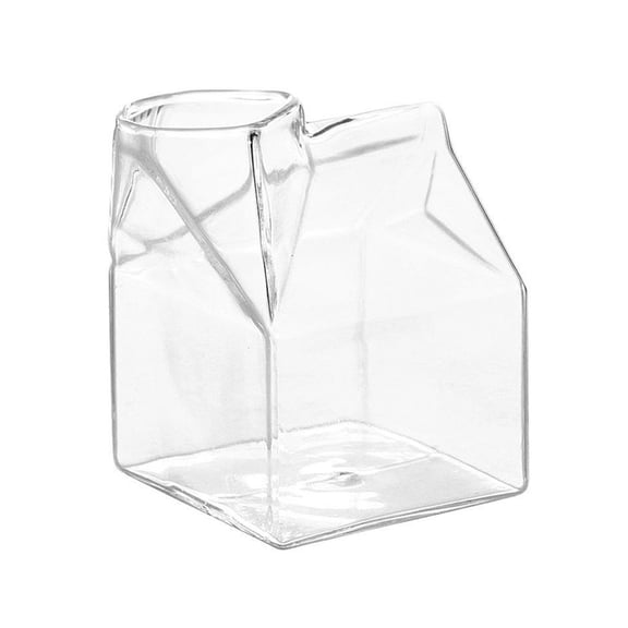 Milk Box Shape Glass Cups Clear Cocktails Glasses Square Container Pitcher Students Drink Bottle Teas Drinkware