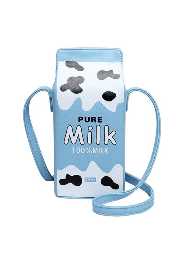 Milk Box Shape PU Leather Crossbody Bag, Mini Shoulder Purse, 4.33x3.94x9.84inch