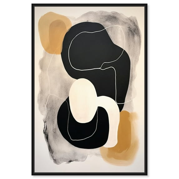 Milk Butterscotch And Dark Chocolate Brown Earthy Abstract Canvas Wall Art by Art Remedy, Black Floater Frame, 24"x36"