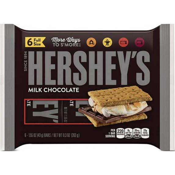 Hershey's Milk Chocolate Candy Bar, 6 count