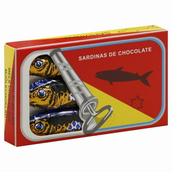 Milk Chocolate Candy Sardines in Box like Tin, Ideal Funny Fish Birthday Favor for Kids and Adult Parties, Unique Holiday Gift 24g