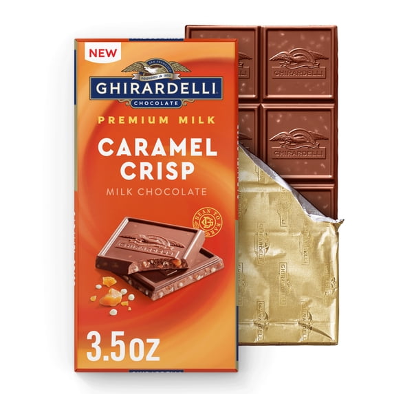 GHIRARDELLI Premium Milk Caramel Crisp Milk Chocolate Bar, 3.5 oz