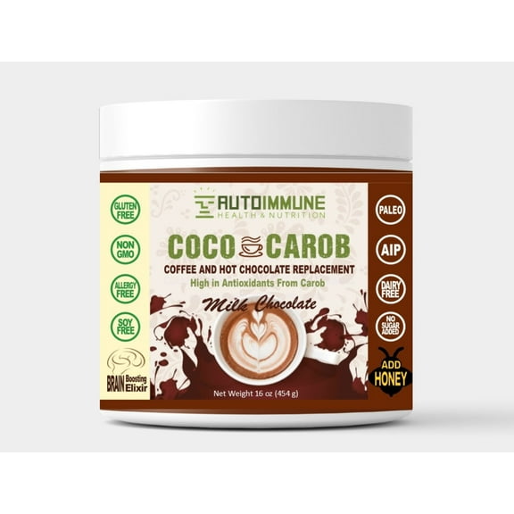 Milk Chocolate Coco-Carob, Coffee & Hot Chocolate Replacement Powder Mix (Add Honey) by Autoimmune Health & Nutrition