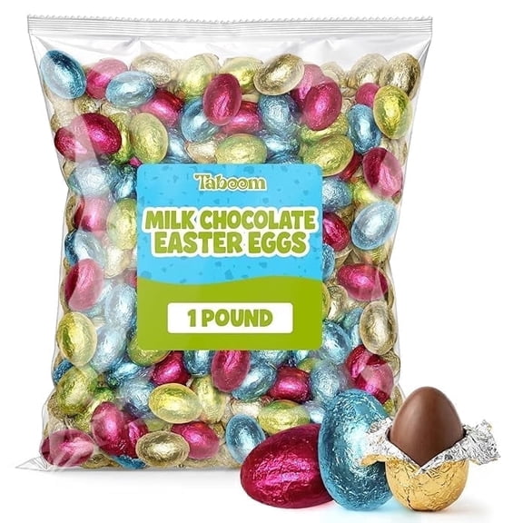 Milk Chocolate Colored Foiled Eggs 1lb - Easter Candy Egg Candy for Baskets, Party Favors & Spring Celebrations