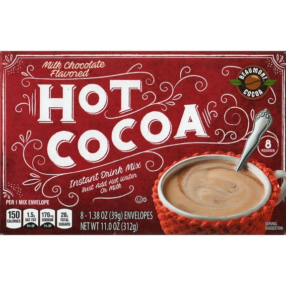 Milk Chocolate Hot Cocoa Instant Drink Mix : Box of 8 Single Serve Envelopes
