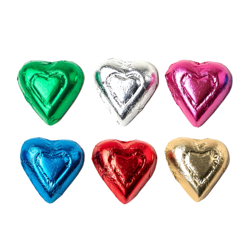 Milk Chocolate Individually wrapped Rainbow Hearts 1.5 lb Bulk Bag