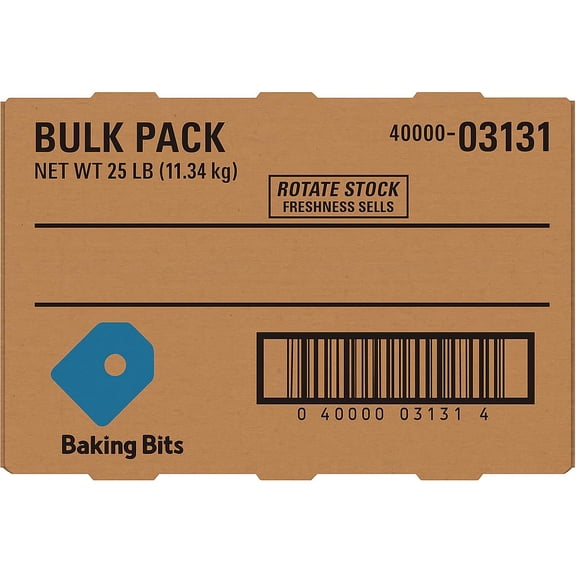 Milk Chocolate MINIS Size Baking Bits 25-Pound Bulk Package Box 108280