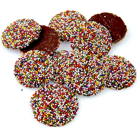 Milk Chocolate Non Pareil Wafers - Multi Color Non-Pareil Milk Chocolate Wafers - Gourmet Milk Chocolate Wafers Covered In Crunchy Candy Beads 1 Pound (16 Ounce) By CandyKorner