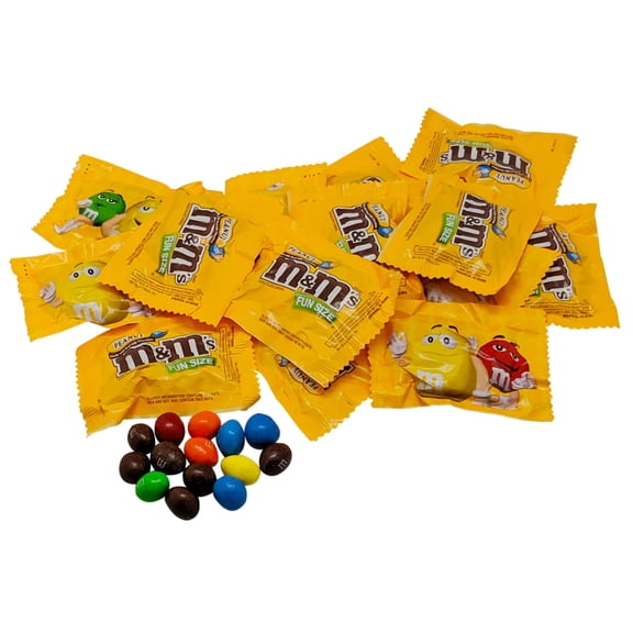 Milk Chocolate Peanut M&Ms Fun Sized Individual Bags - 5LB Resealable Stand Up Bag (approx. 115 pieces) for Parties and Holidays