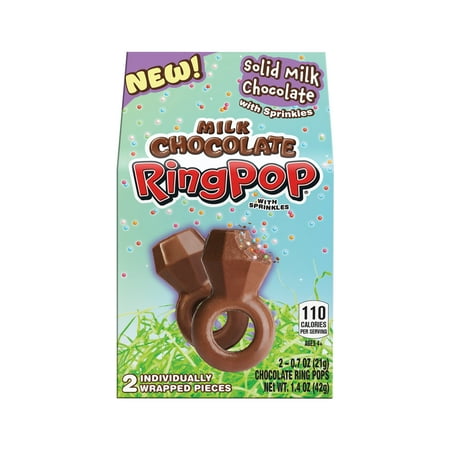 Milk Chocolate Ring Pop with Sprinkles, Individually wrapped, Easter Candy, 1.4 oz, 2 Count, Box