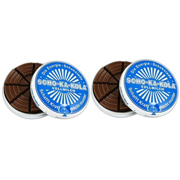 Milk Chocolate SCHO-KA-KOLA With Natural Caffeine From Cocoa, Cola-Nut-Powder and Coffee 2 tins x 100 g/Germany