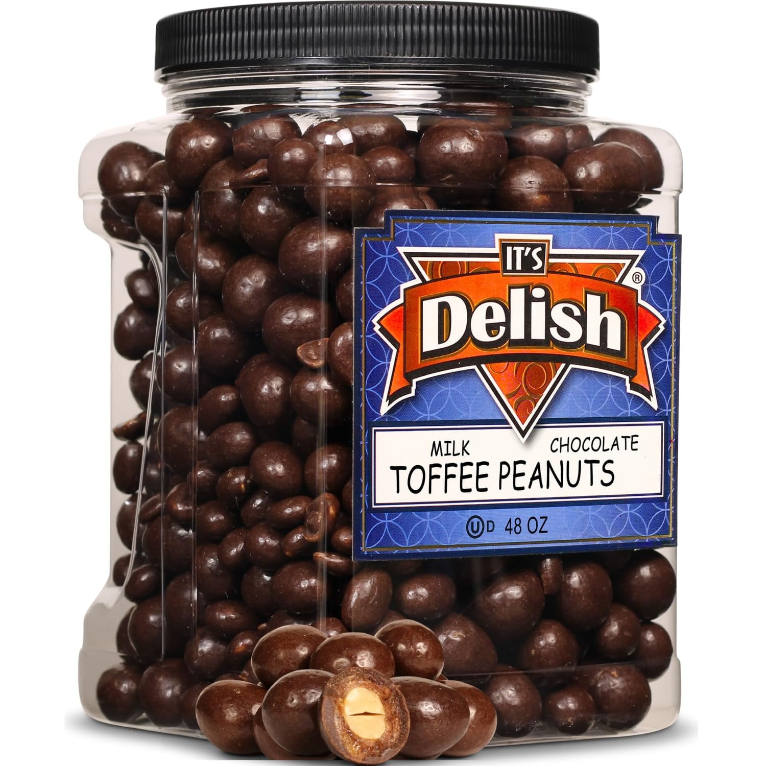 Milk Chocolate Toffee Coated Peanuts by It's Delish, 48 OZ Jumbo Container  Milk Chocolate Covered Candy Nuts Bulk Peanut Chocolates Sweet & Crunchy Nut Snack  Kosher Dairy