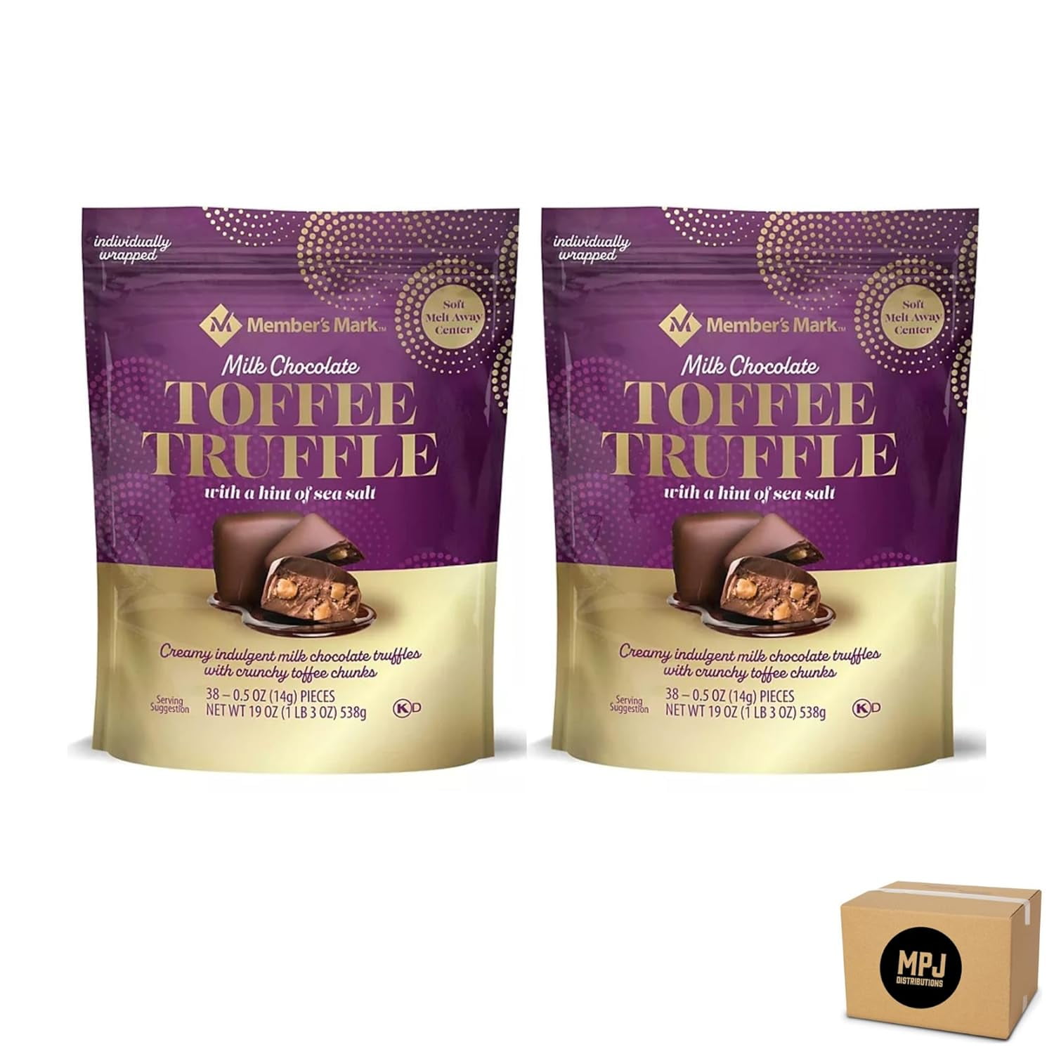 Milk Chocolate Toffee Truffle with Sea Salt (19 oz.) Pack of 2! Bundled