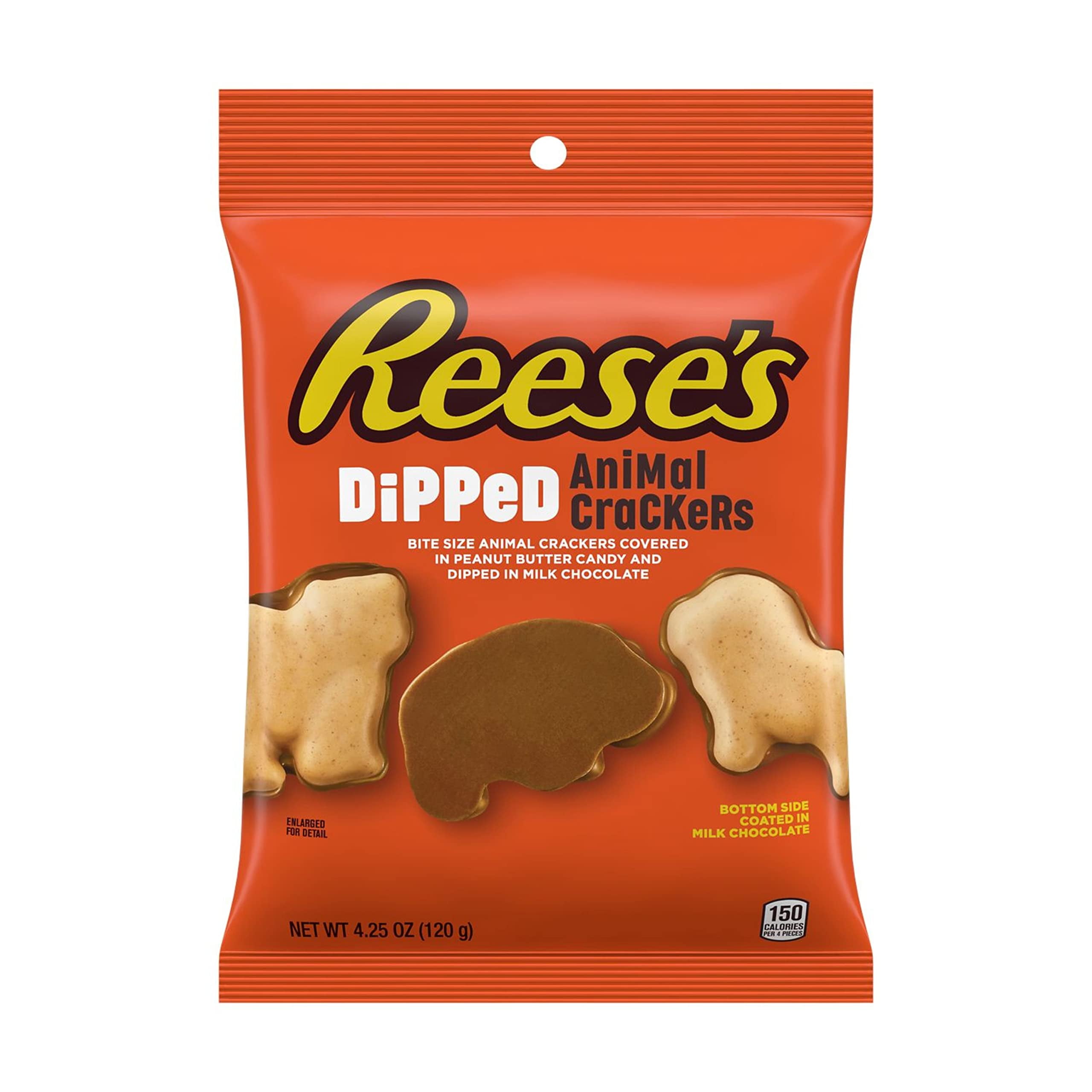 Milk Chocolate and Peanut Butter Candy Dipped Animal Crackers, Bulk, 4.25 oz Bags (12 Count)