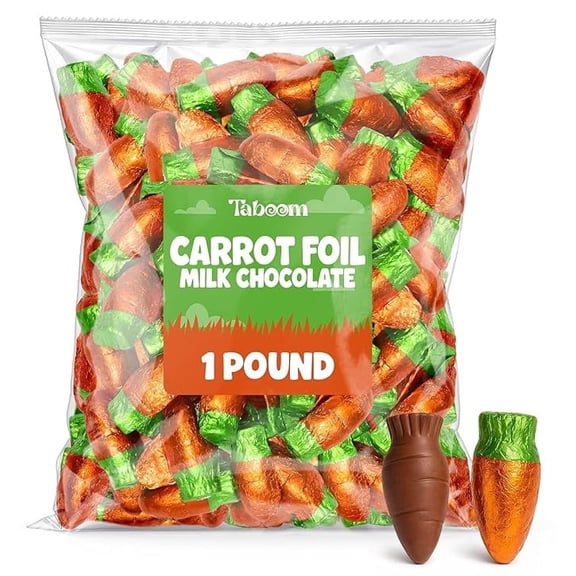 Milk Chocolate Carrots 1lb Easter Candy Treats, Candy Easter Gift Bag Sweet Chocolate Carrot Snack for Holiday Baskets, Parties & Spring Celebrations