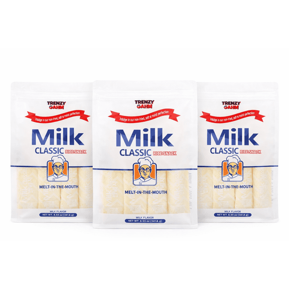 Milk Classic Rice Snack, Light & Crispy Puffed Grain Snack, Non-Fried, Individually Wrapped, 3 Pack (8.53 oz Each)