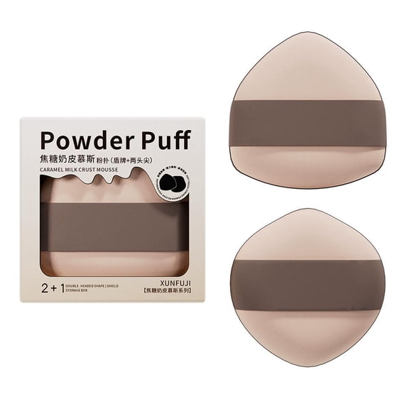 Milk Coffee Color Cushion Puff, Dual-Shape Makeup Sponge for Foundation, Wet & Dry Use, Soft & Elastic Texture, 2 Pcs