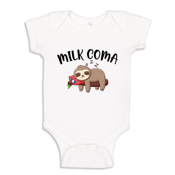 Milk Coma Sloth Baby Bodysuit One Piece 24 mo White